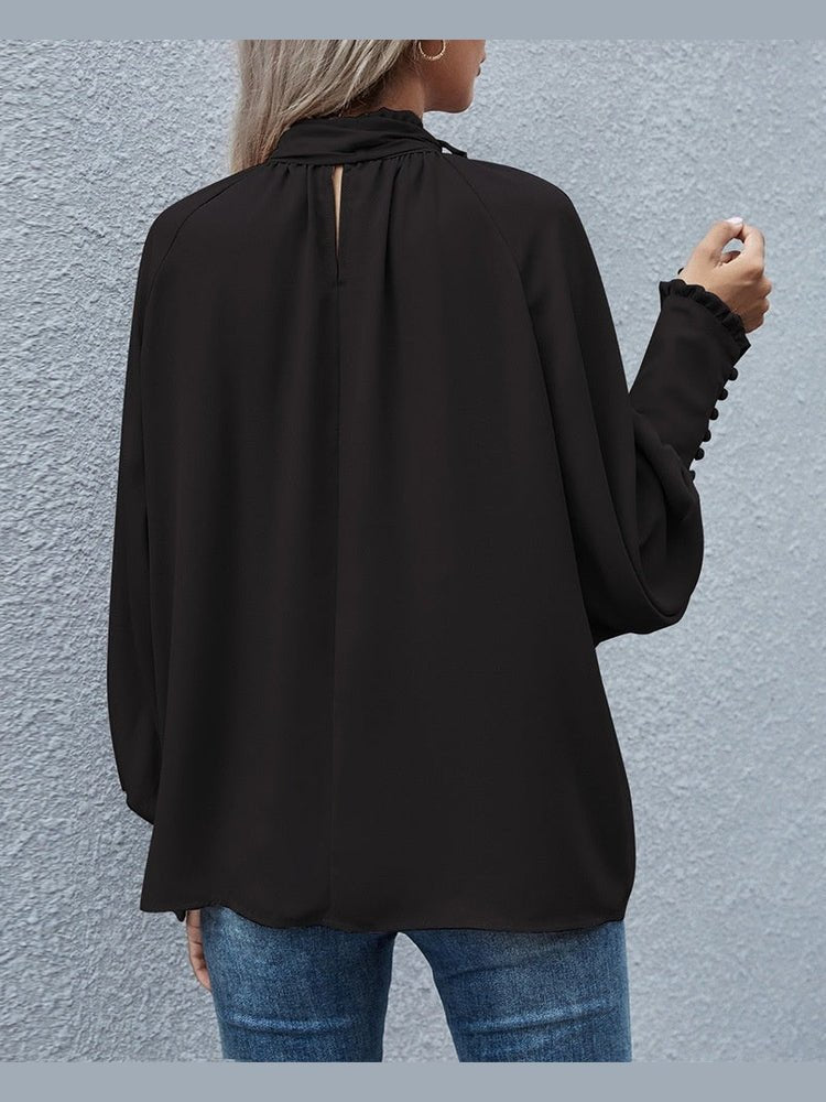 Ins Long-sleeved Blouse Bowknot Puff Sleeves Fashion Commuter Office Tops Women's Clothing See size chart under “more details” - Courbe et Compagnie