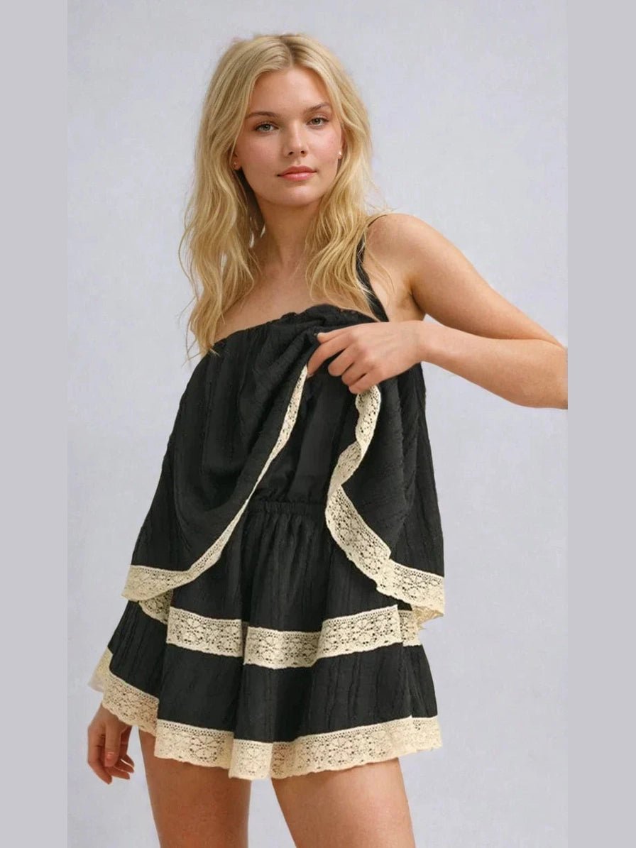 Isla Lace-Trim Layered Tube Romper - Courbe et Compagnie