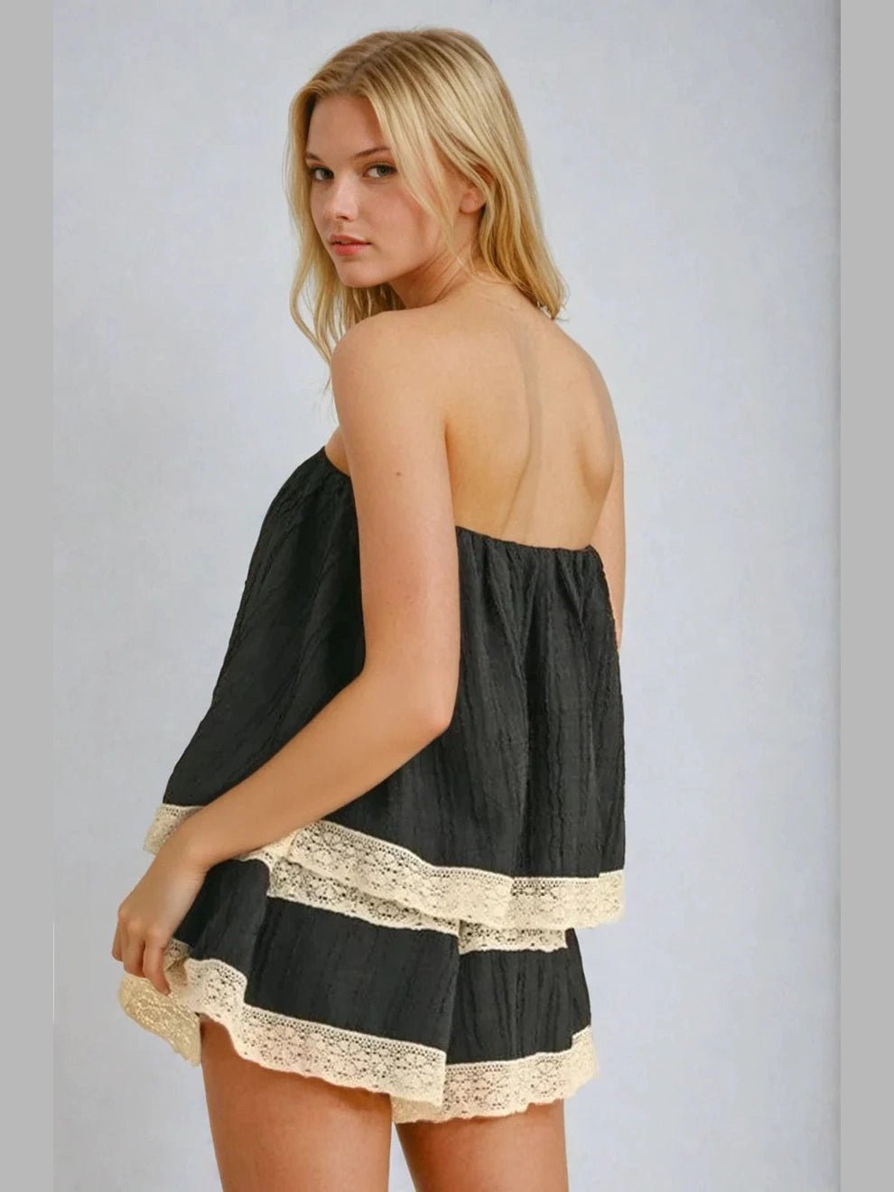 Isla Lace-Trim Layered Tube Romper - Courbe et Compagnie
