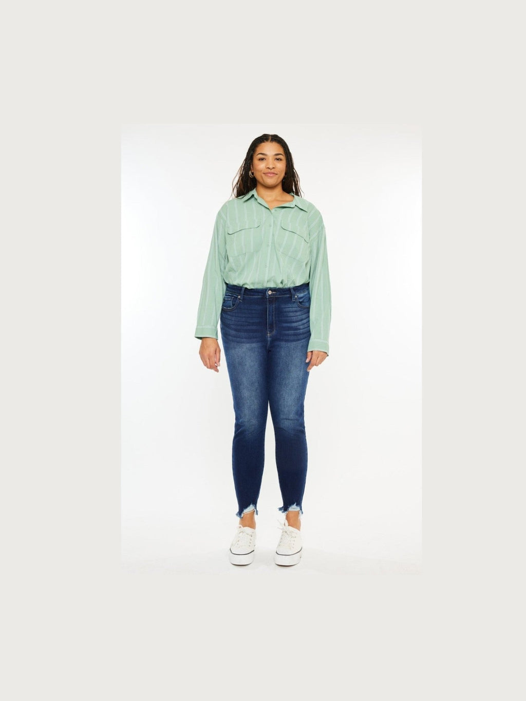 Kancan Full Size High Rise Frayed Ankle Skinny Jeans - Courbe et Compagnie