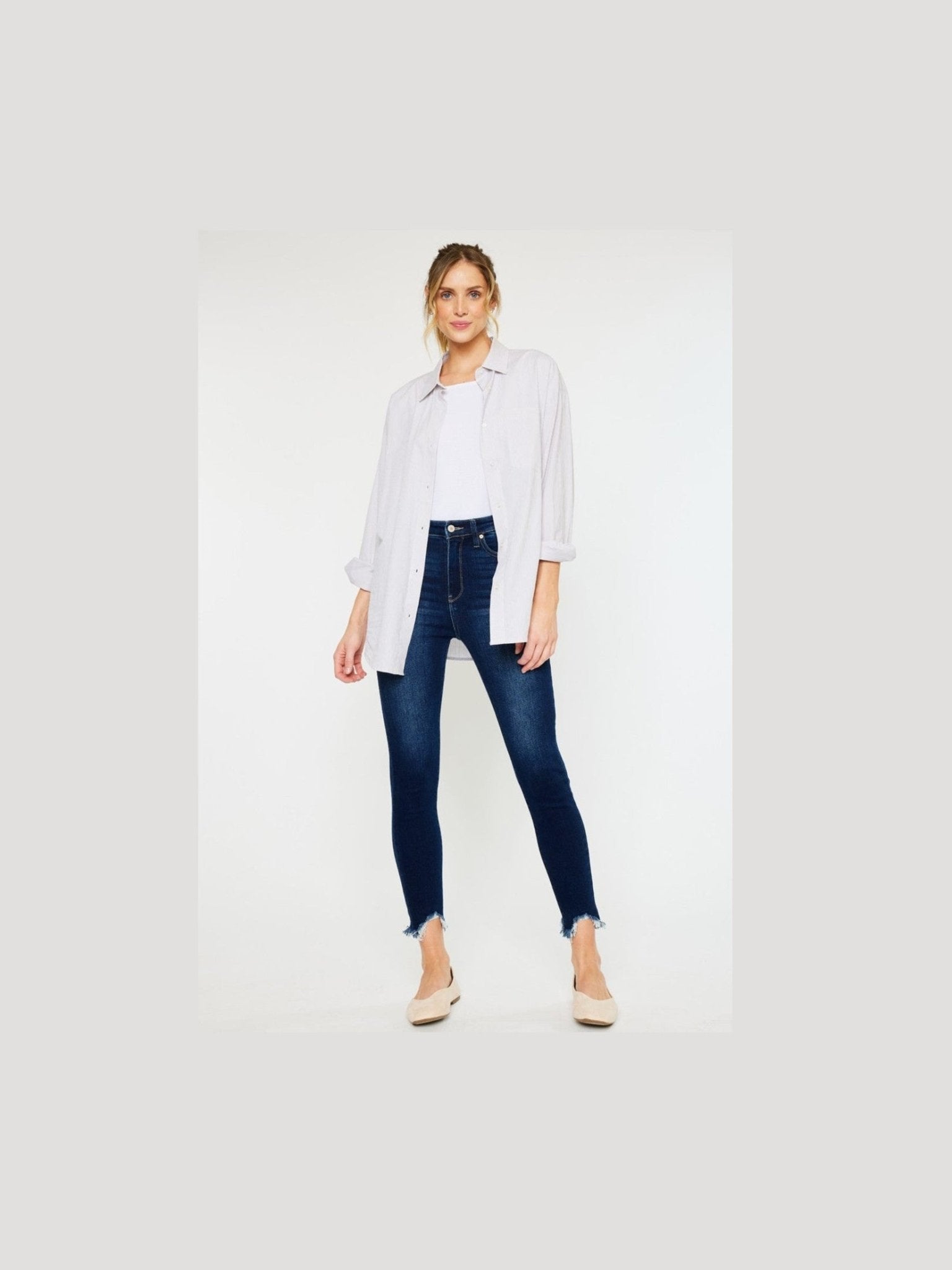 Kancan Full Size High Rise Frayed Ankle Skinny Jeans - Courbe et Compagnie
