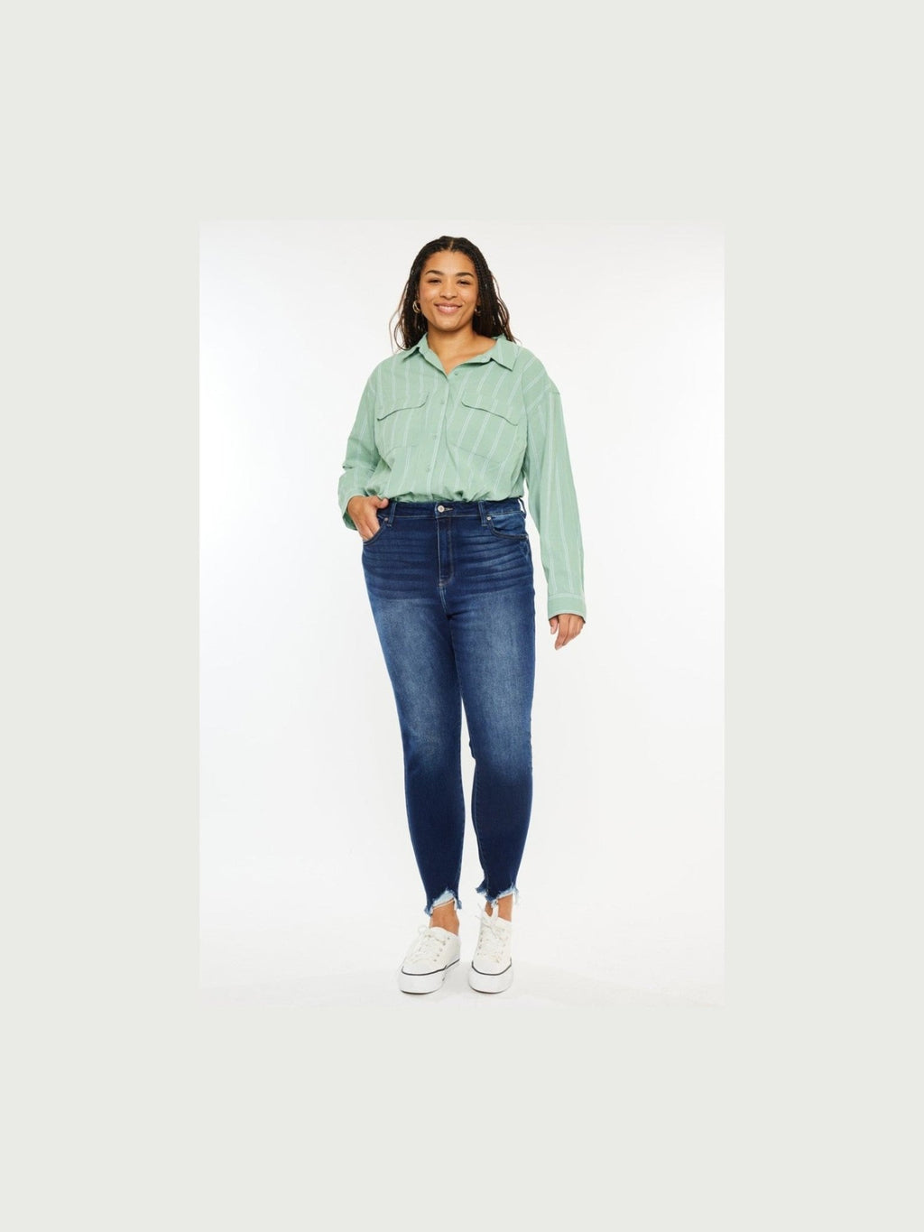 Kancan Full Size High Rise Frayed Ankle Skinny Jeans - Courbe et Compagnie
