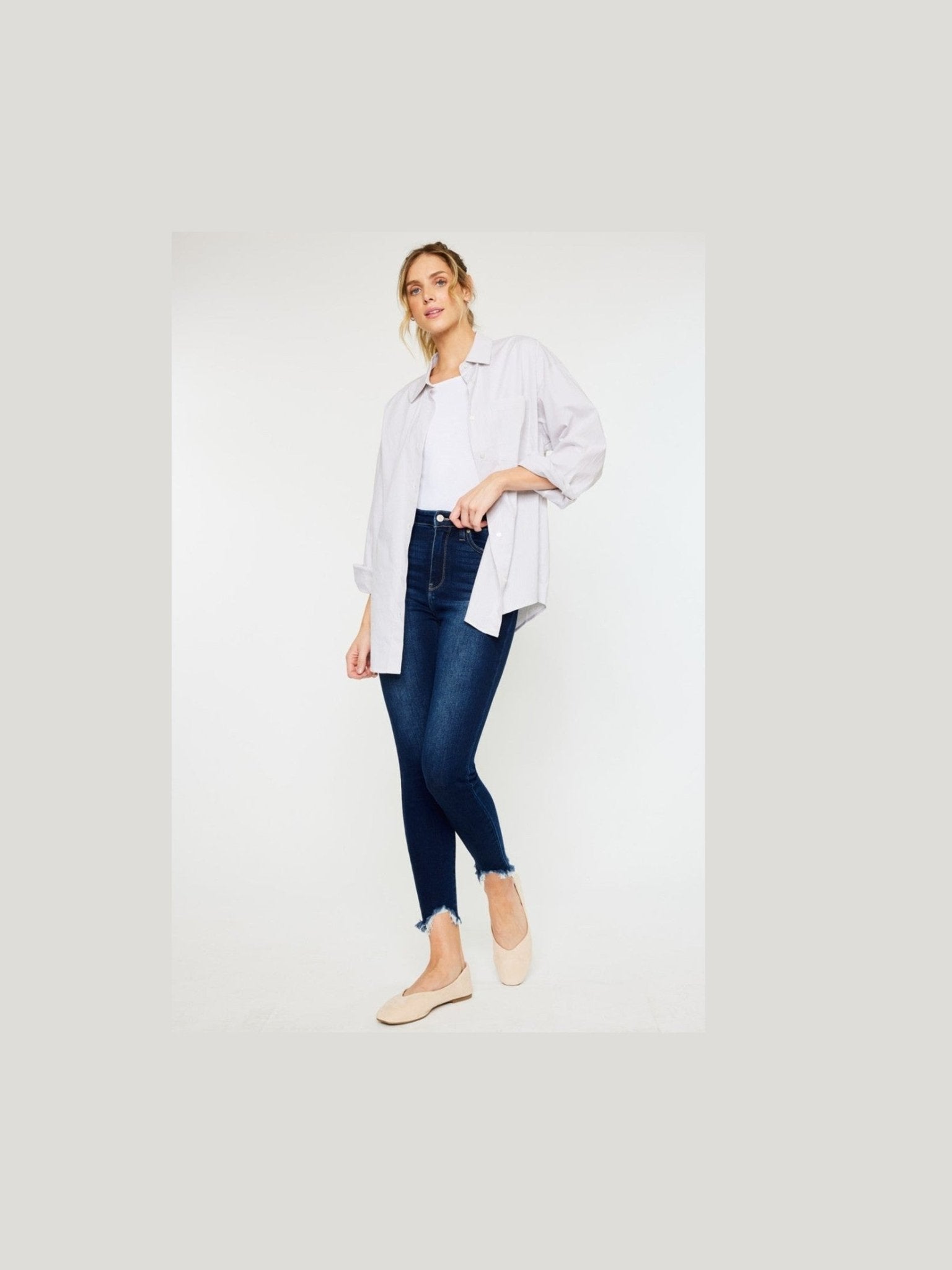Kancan Full Size High Rise Frayed Ankle Skinny Jeans - Courbe et Compagnie