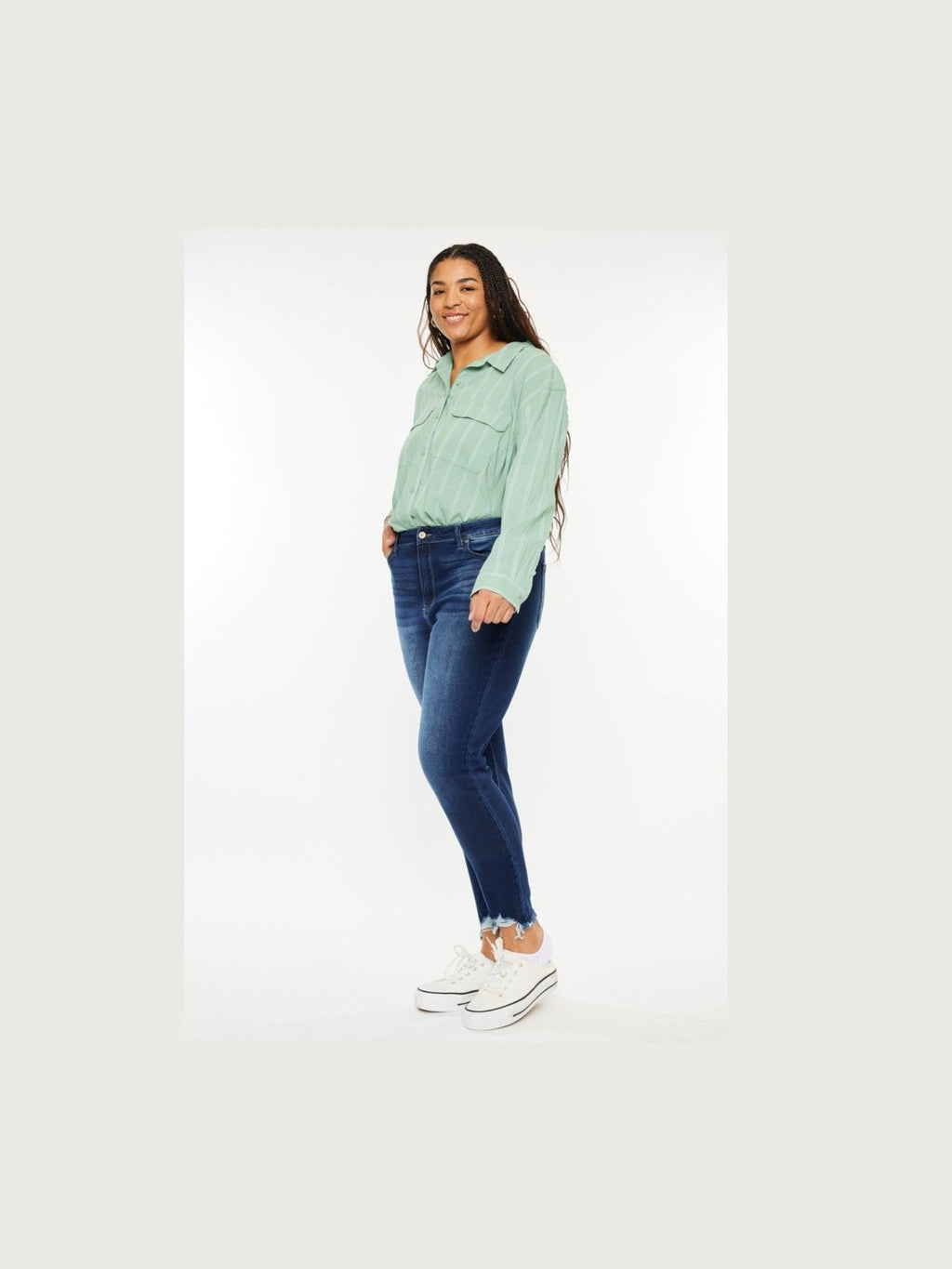 Kancan Full Size High Rise Frayed Ankle Skinny Jeans - Courbe et Compagnie
