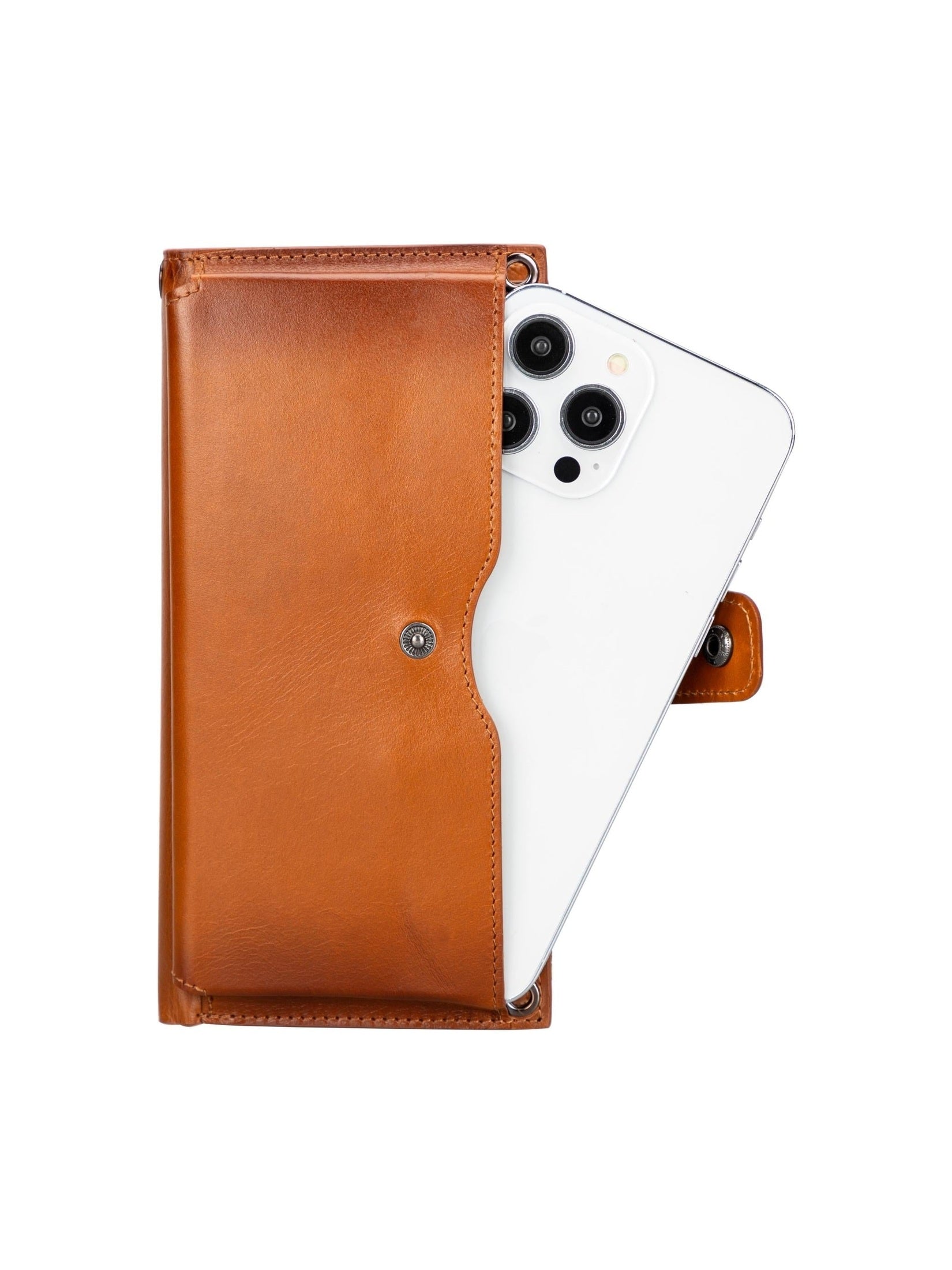 Kaycee Leather Women's Cell Phone Wallet with Strap - Courbe et Compagnie