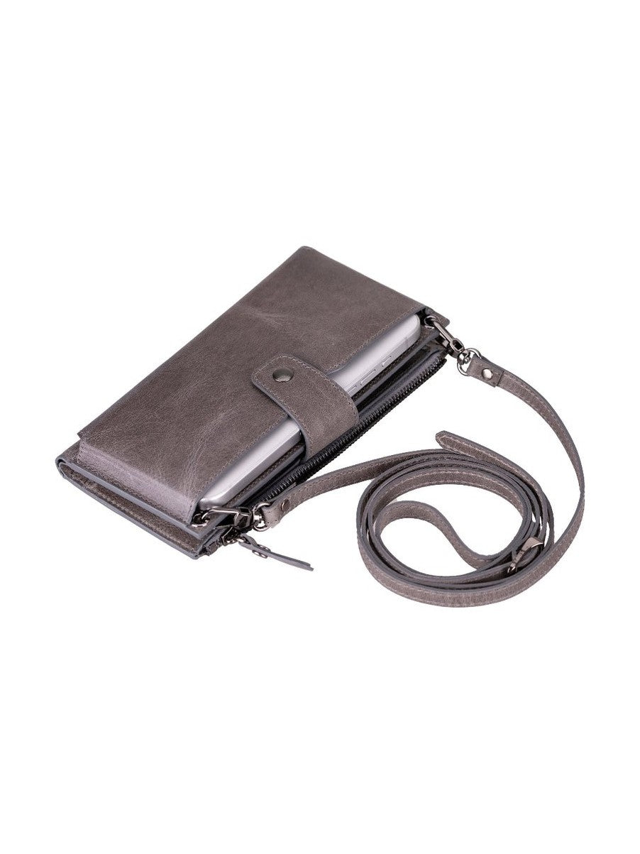Kaycee Leather Women's Cell Phone Wallet with Strap - Courbe et Compagnie
