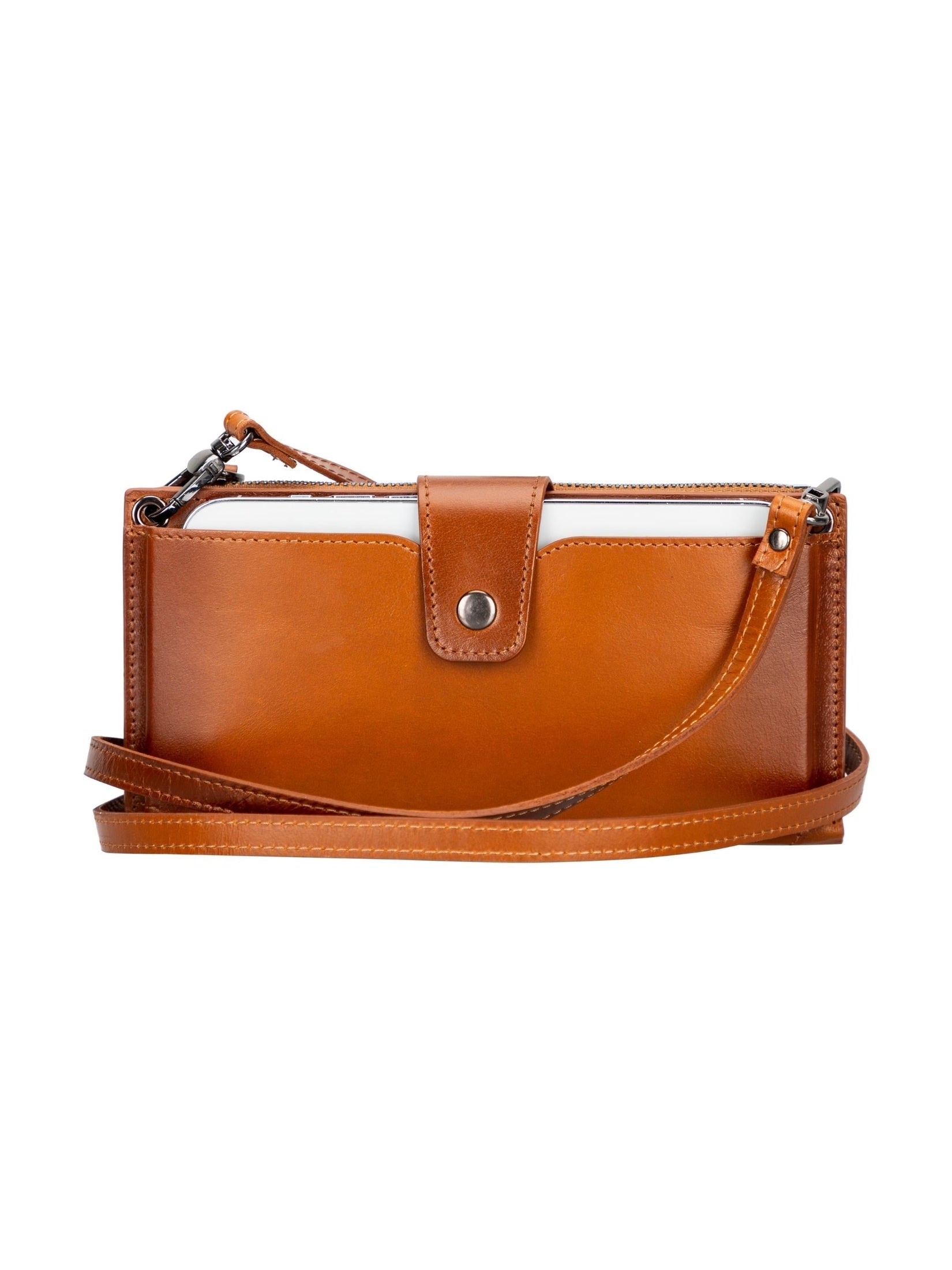 Kaycee Leather Women's Cell Phone Wallet with Strap - Courbe et Compagnie