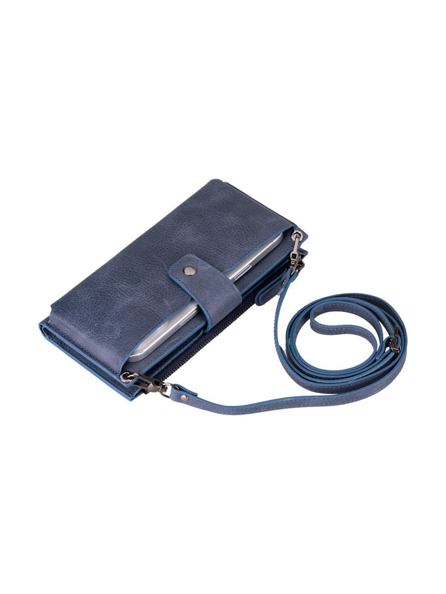 Kaycee Leather Women's Cell Phone Wallet with Strap - Courbe et Compagnie