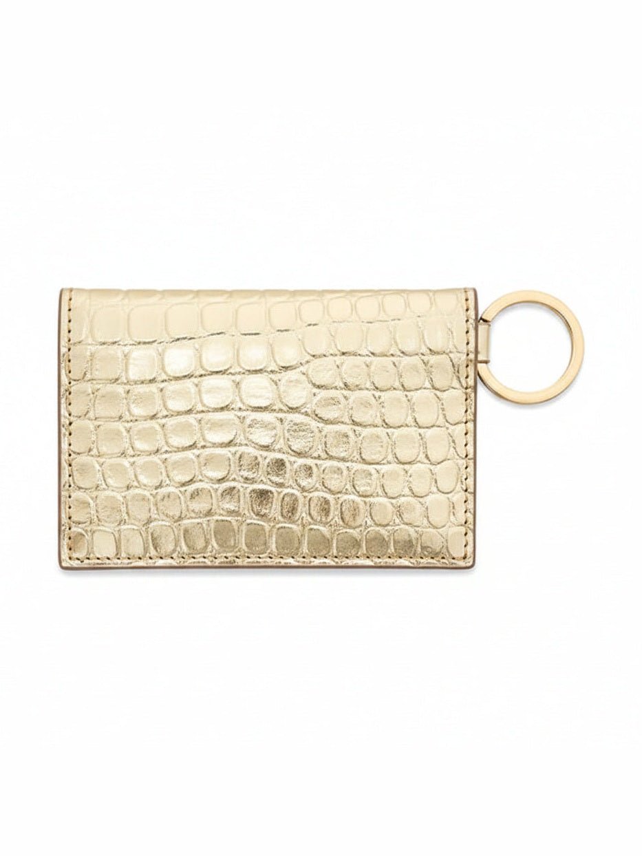 Keychain Wallet – Gold Leather Envelope Card Case - Courbe et Compagnie