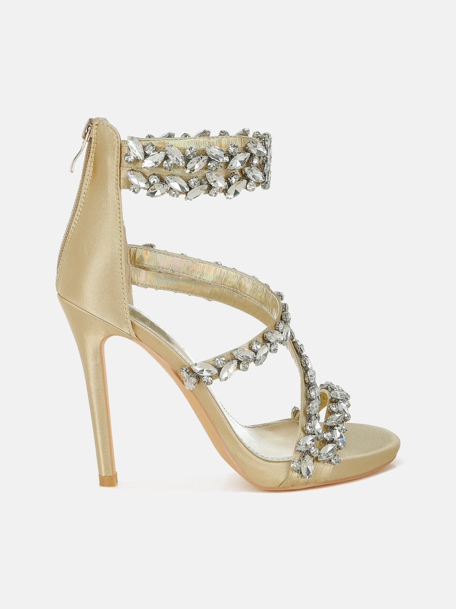 Korna Diamante Embellished Stiletto Heel Sandals - Courbe et Compagnie