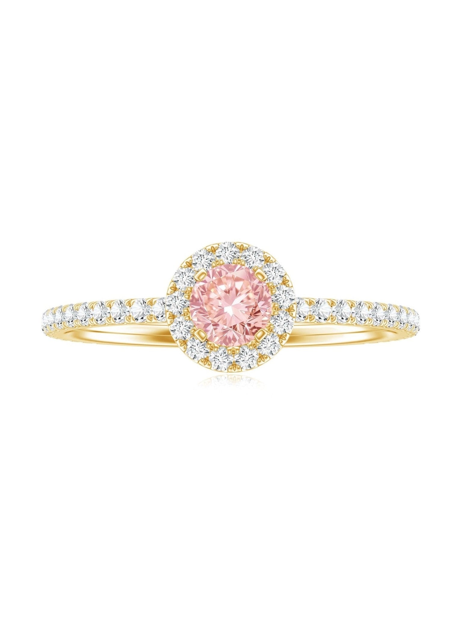 Lab Grown Pink White Diamond Halo Engagement Ring with IGI Certificate - Courbe et Compagnie