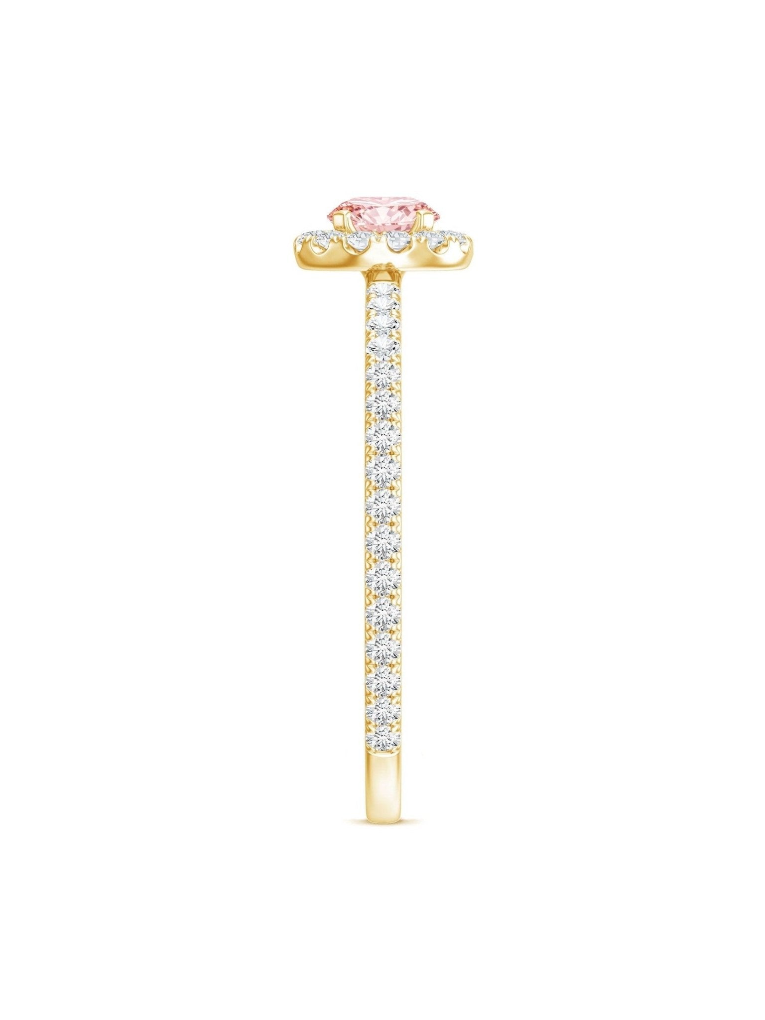 Lab Grown Pink White Diamond Halo Engagement Ring with IGI Certificate - Courbe et Compagnie
