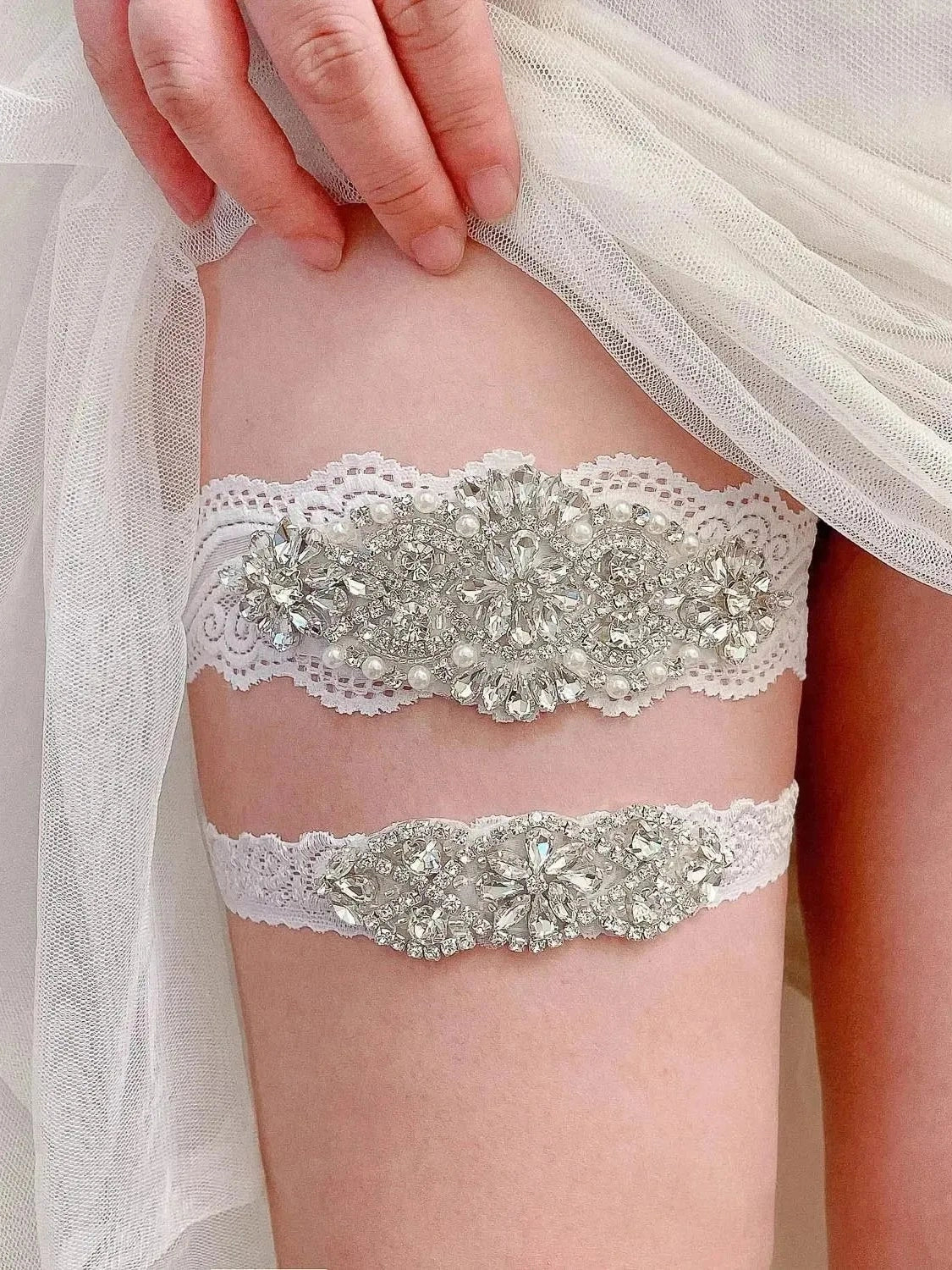 Lace Bridal Wedding Garter Set - Courbe et Compagnie