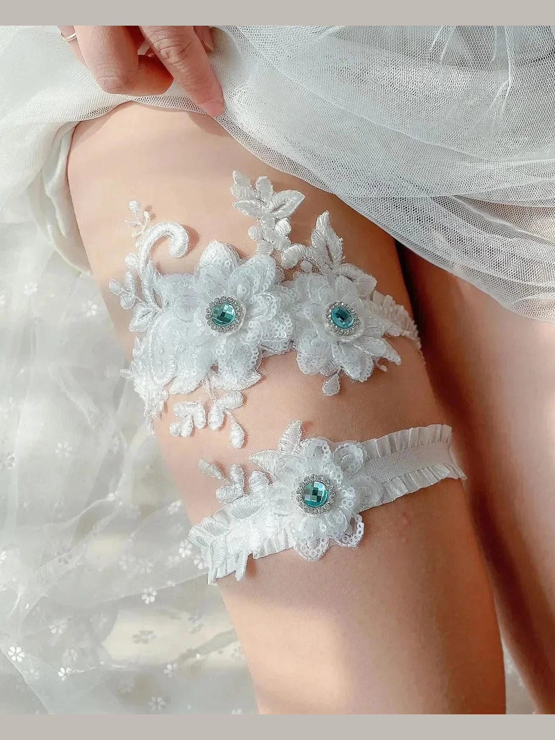Lace Bridal Wedding Garter Set - Courbe et Compagnie