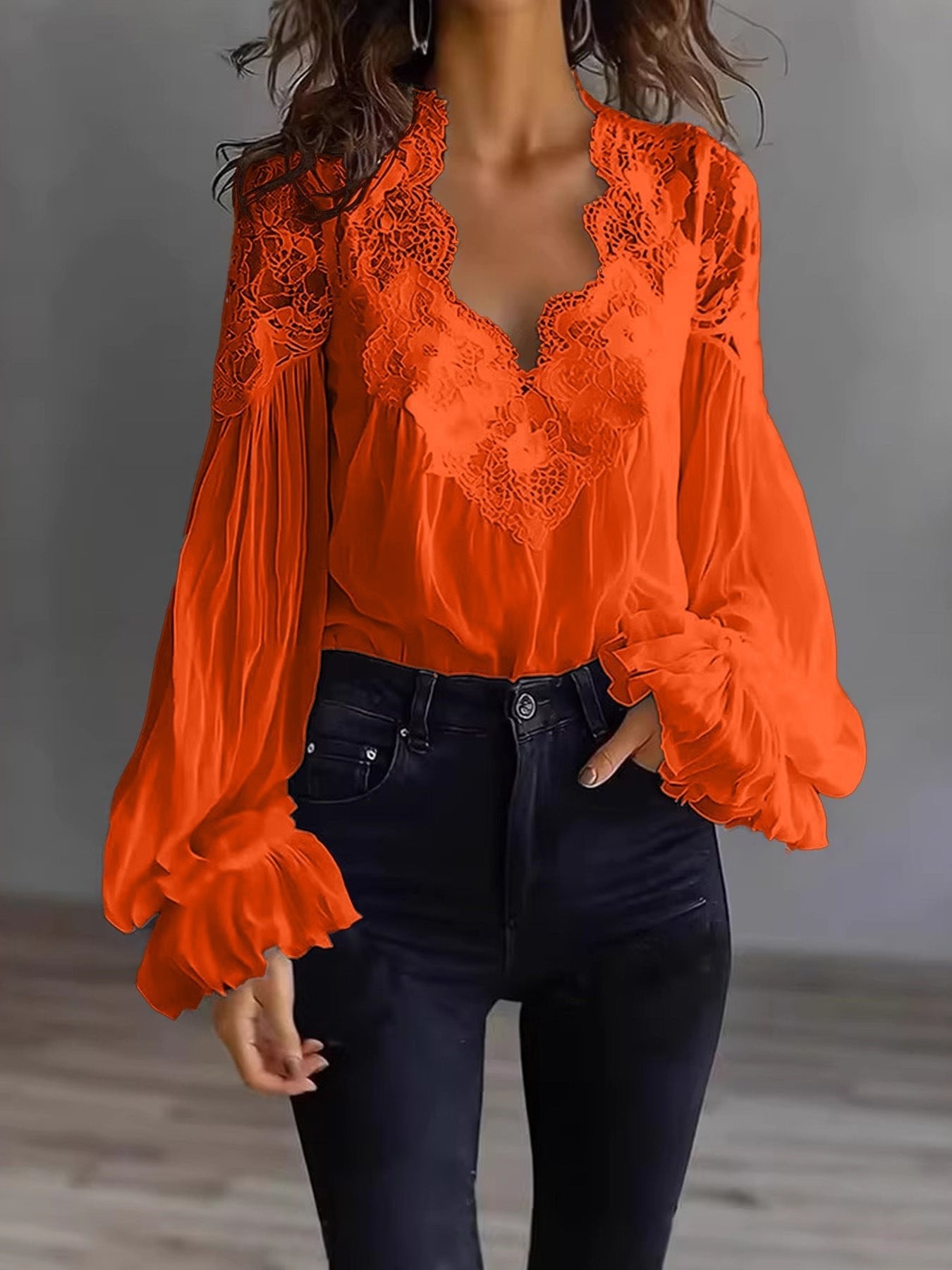 Lace-Panel Puff Sleeve Pleated Ruffle Shirt | Ballet Style - Courbe et Compagnie