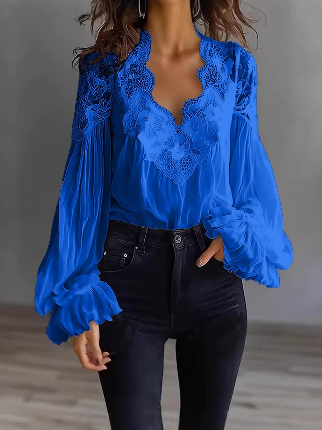 Lace-Panel Puff Sleeve Pleated Ruffle Shirt | Ballet Style - Courbe et Compagnie