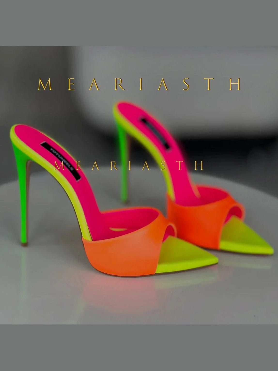 Ladies High-heeled Slippers Shoes Fashion Pointed Sexy Patent Leather Women with Open Toes and Party Wedding Stripper Sandals. - Courbe et Compagnie
