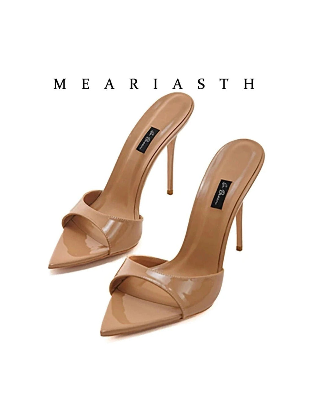 Ladies High-heeled Slippers Shoes Fashion Pointed Sexy Patent Leather Women with Open Toes and Party Wedding Stripper Sandals. - Courbe et Compagnie