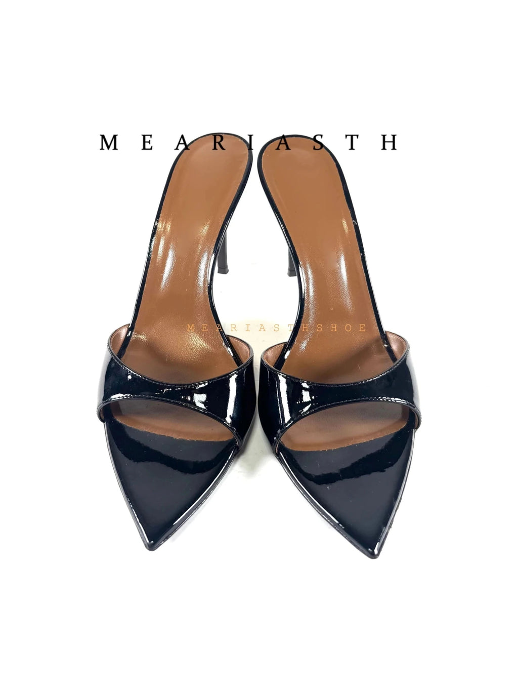 Ladies High-heeled Slippers Shoes Fashion Pointed Sexy Patent Leather Women with Open Toes and Party Wedding Stripper Sandals. - Courbe et Compagnie