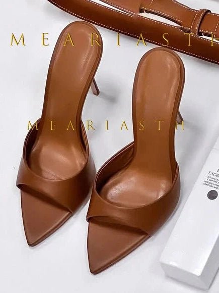 Ladies High-heeled Slippers Shoes Fashion Pointed Sexy Patent Leather Women with Open Toes and Party Wedding Stripper Sandals. - Courbe et Compagnie