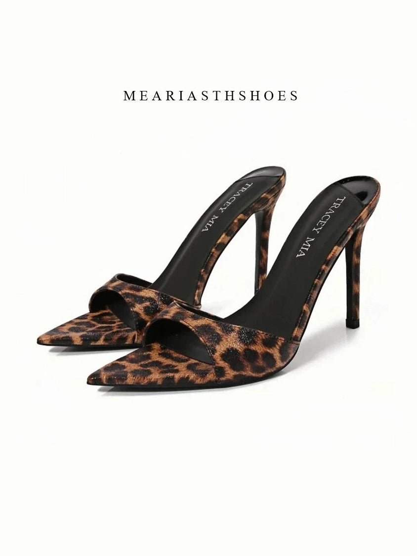 Ladies High-heeled Slippers Shoes Fashion Pointed Sexy Patent Leather Women with Open Toes and Party Wedding Stripper Sandals. - Courbe et Compagnie