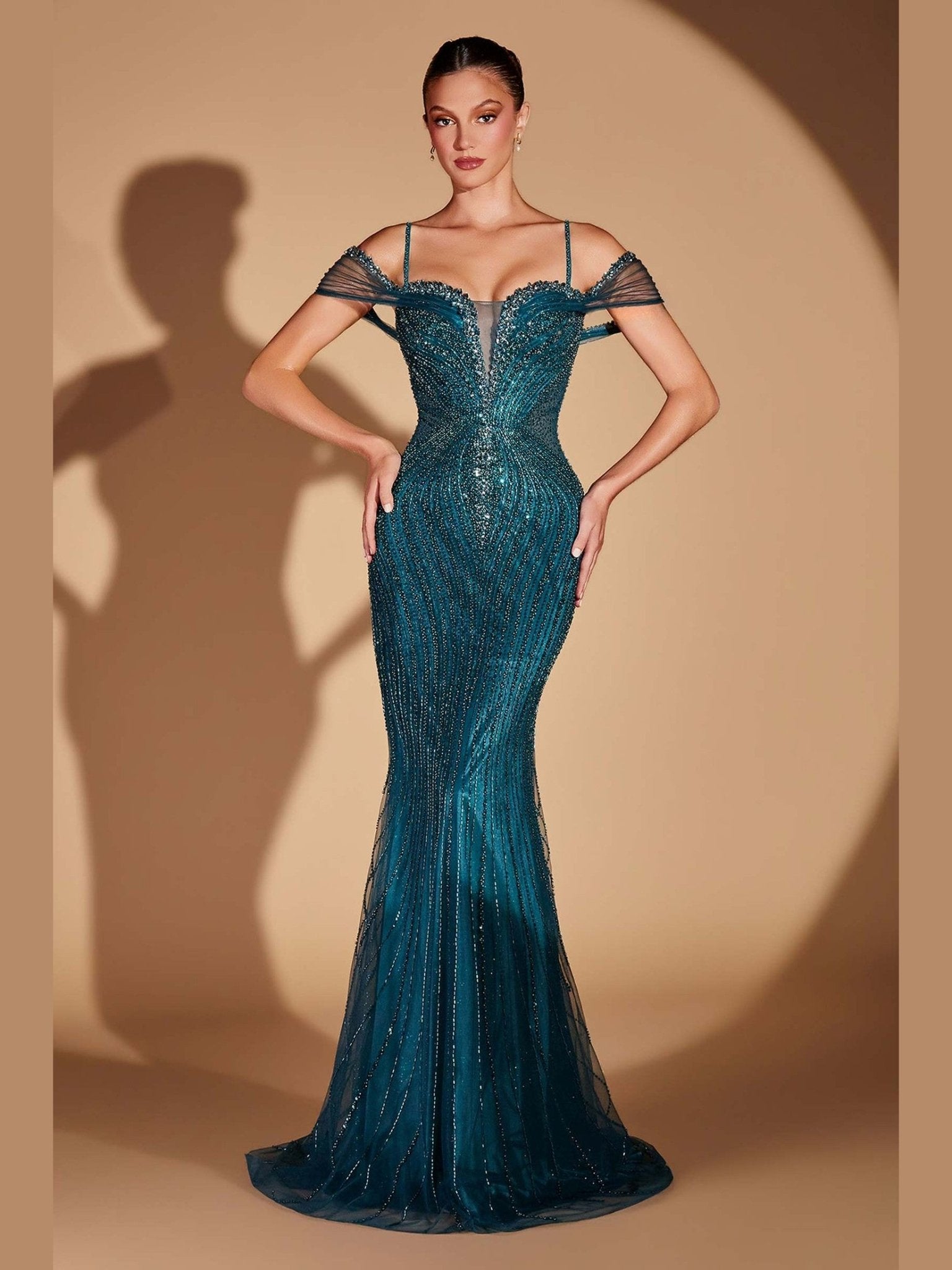 Ladivine CC496 Hollywood Glamour Gown With Modern Couture Edge - Courbe et Compagnie