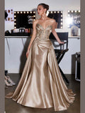 Ladivine CDS568 Strapless Fitted Mermaid Gown with Overskirt - Courbe et Compagnie