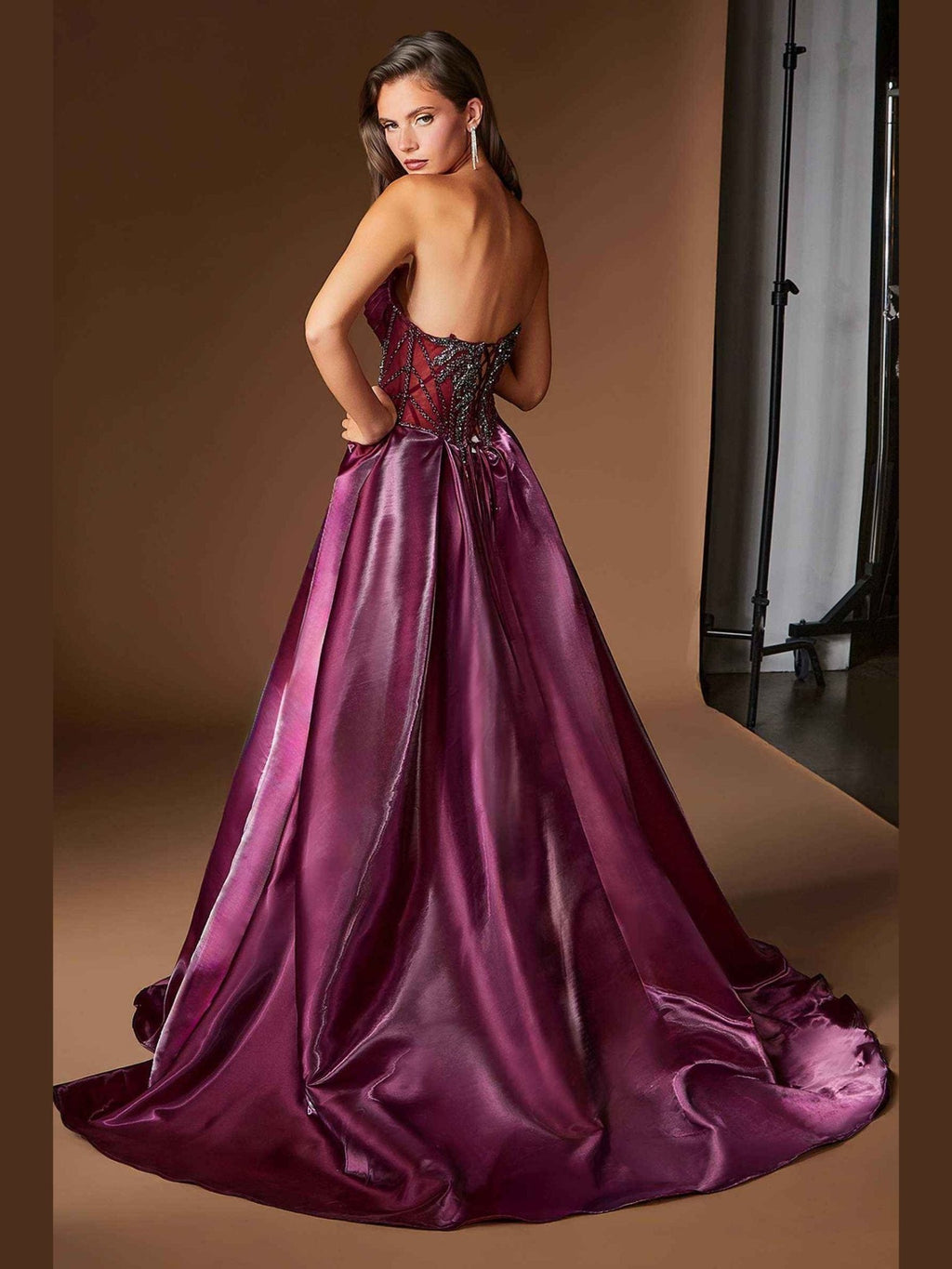 Ladivine CDS568 Strapless Fitted Mermaid Gown with Overskirt - Courbe et Compagnie