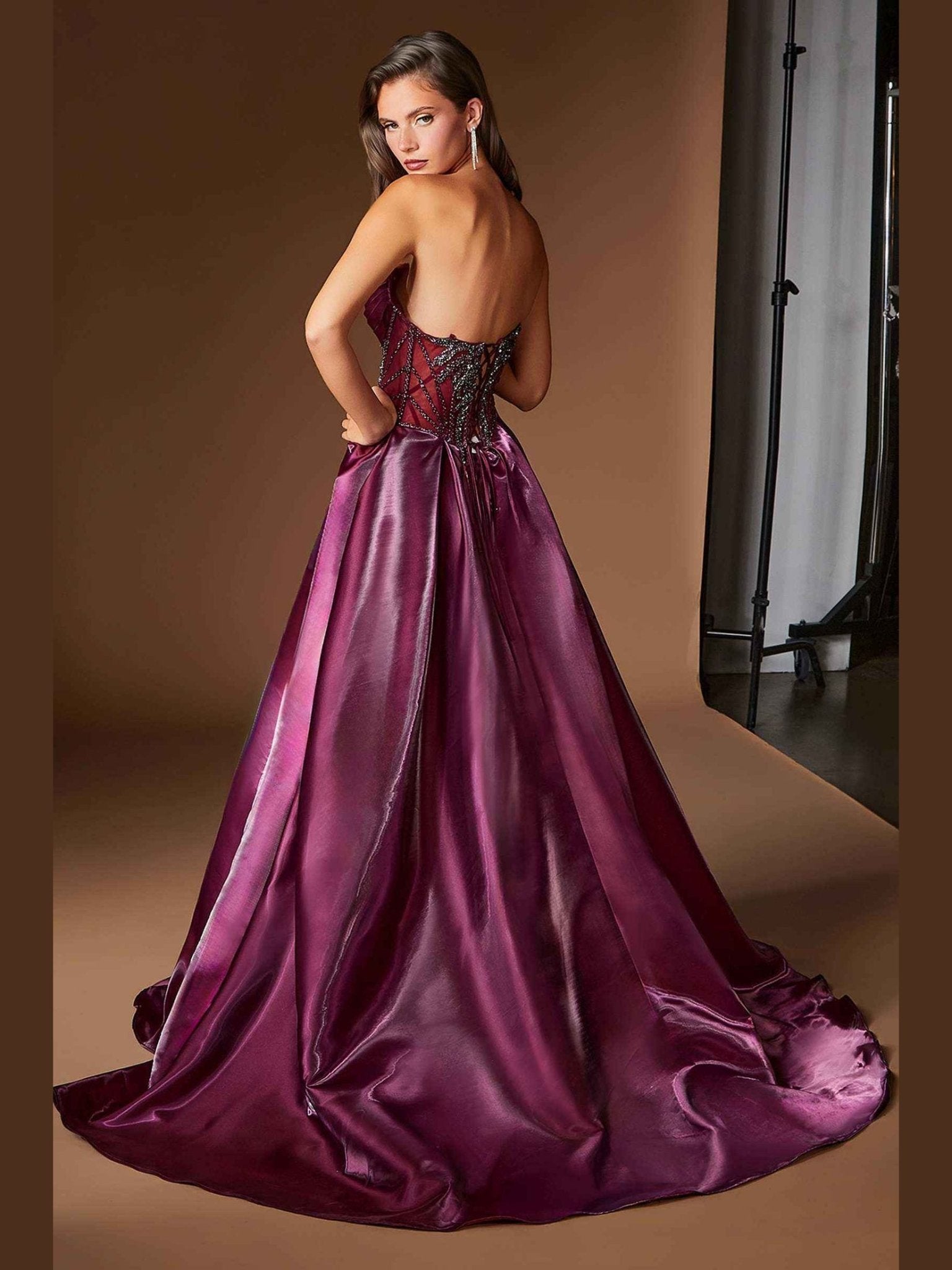 Ladivine CDS568 Strapless Fitted Mermaid Gown with Overskirt - Courbe et Compagnie