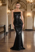 Ladivine J904 Strapless Sequin Fitted Gown Formal Evening Dress - Courbe et Compagnie