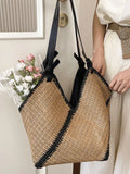 Large Woven Straw Shoulder Bag - Courbe et Compagnie