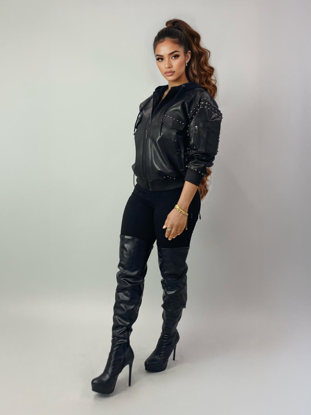 Leather Bomber Jacket - Courbe et Compagnie