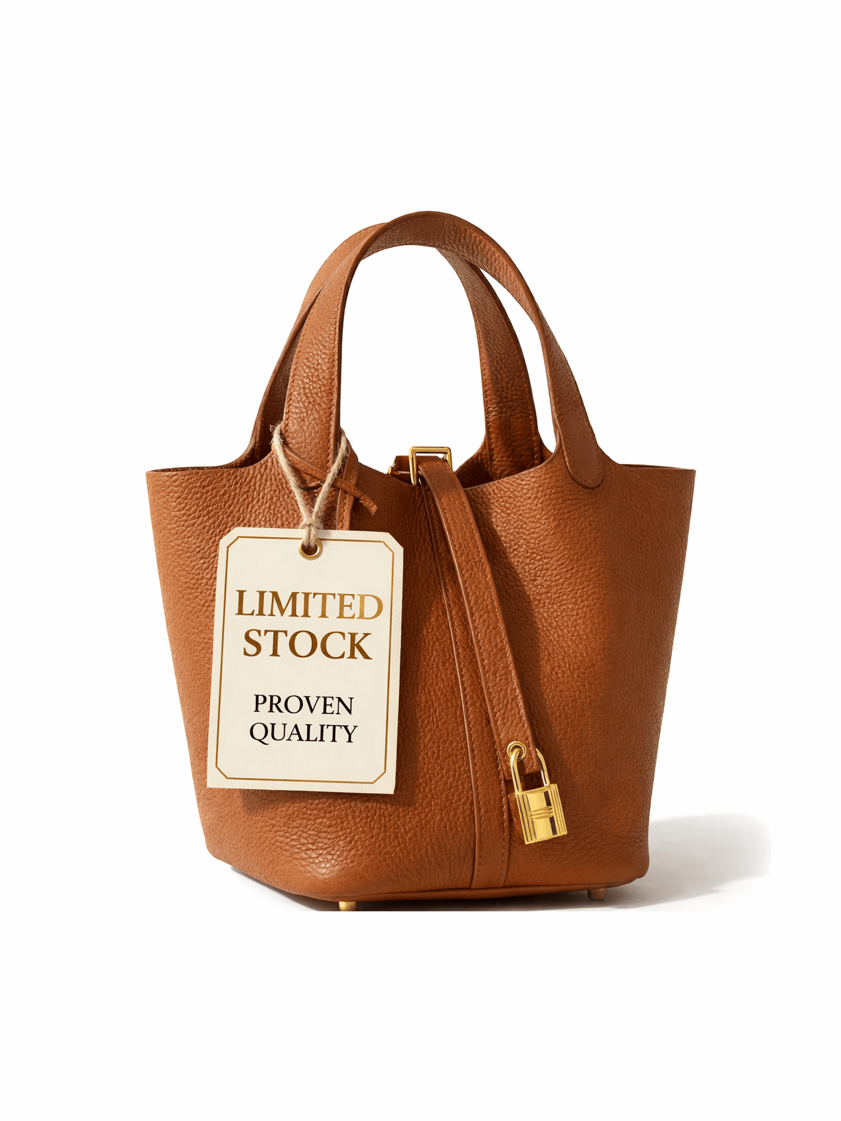 Leather Bucket Bag with Drawstring Pouch – Leather Satchel, Everyday Handbag with Mini Lock Design - Courbe et Compagnie