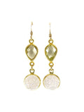 Lemon Quartz & White Druzy Drop Earrings – 14k Gold Filled – Handmade in Raleigh NC – 1.5" Gift-Boxed Jewelry - Courbe et Compagnie