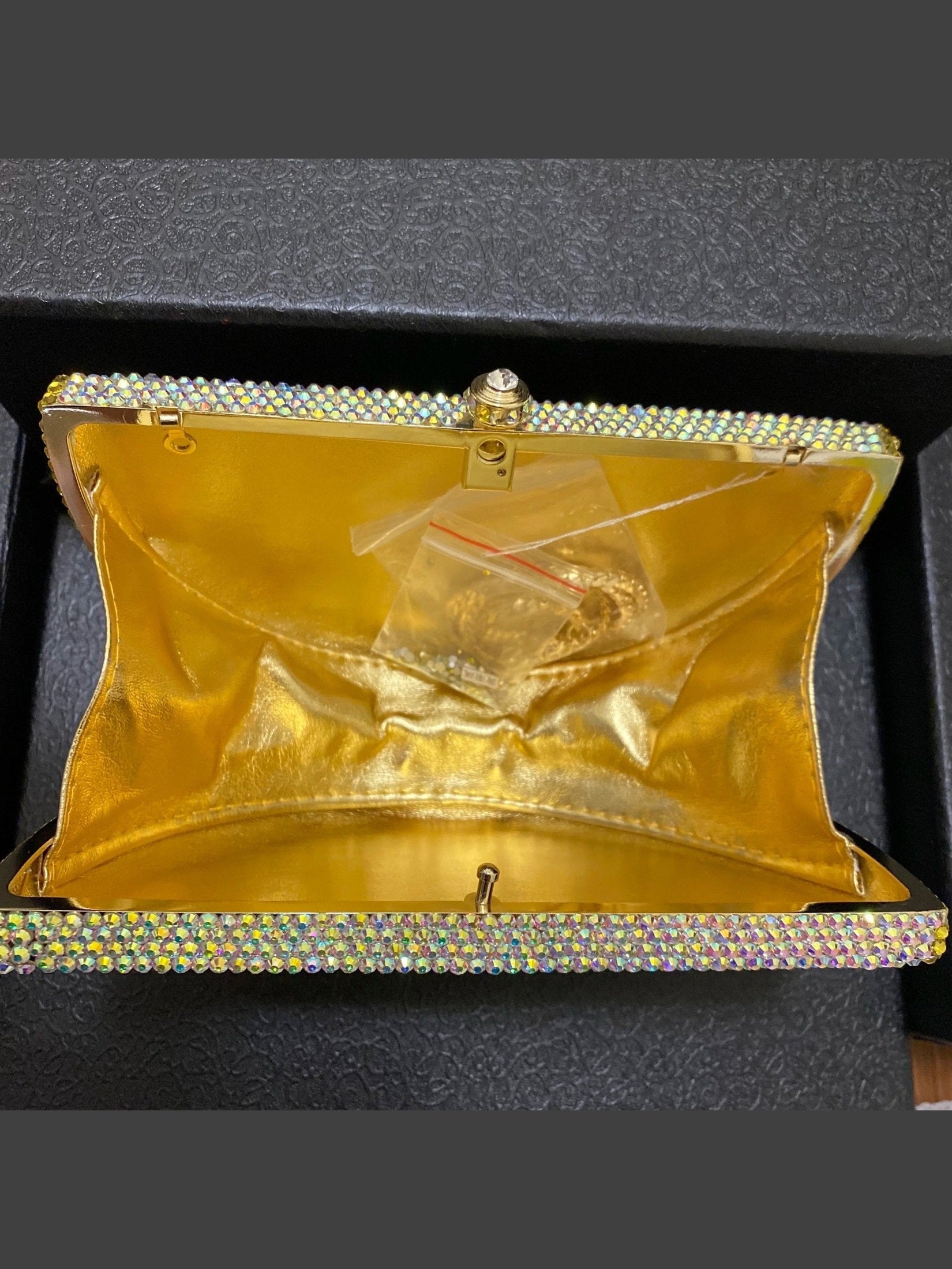Lemon Shape AB/Gold Rhinestone Small Women Shoulder Bag Luxury Designer Lady Girls Evening Clutches Wedding Party Chain Purse - Courbe et Compagnie