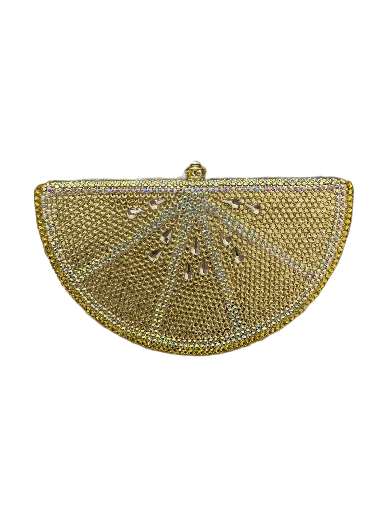 Lemon Shape AB/Gold Rhinestone Small Women Shoulder Bag Luxury Designer Lady Girls Evening Clutches Wedding Party Chain Purse - Courbe et Compagnie