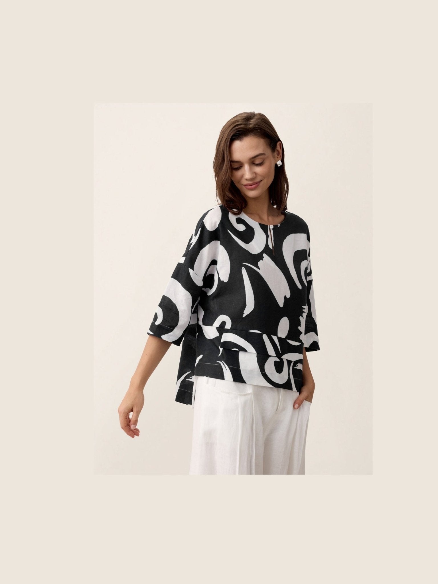 Linen Layered Asymmetric Top NOREEN - Courbe et Compagnie
