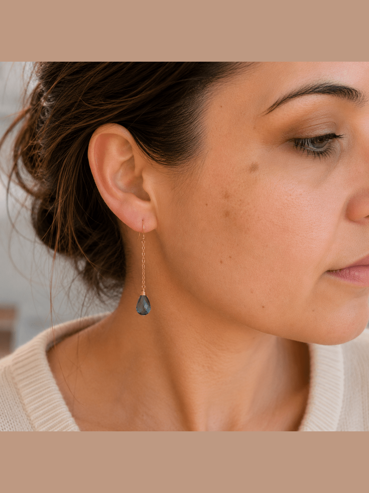 London Blue Topaz Chain Drop Earrings - Courbe et Compagnie