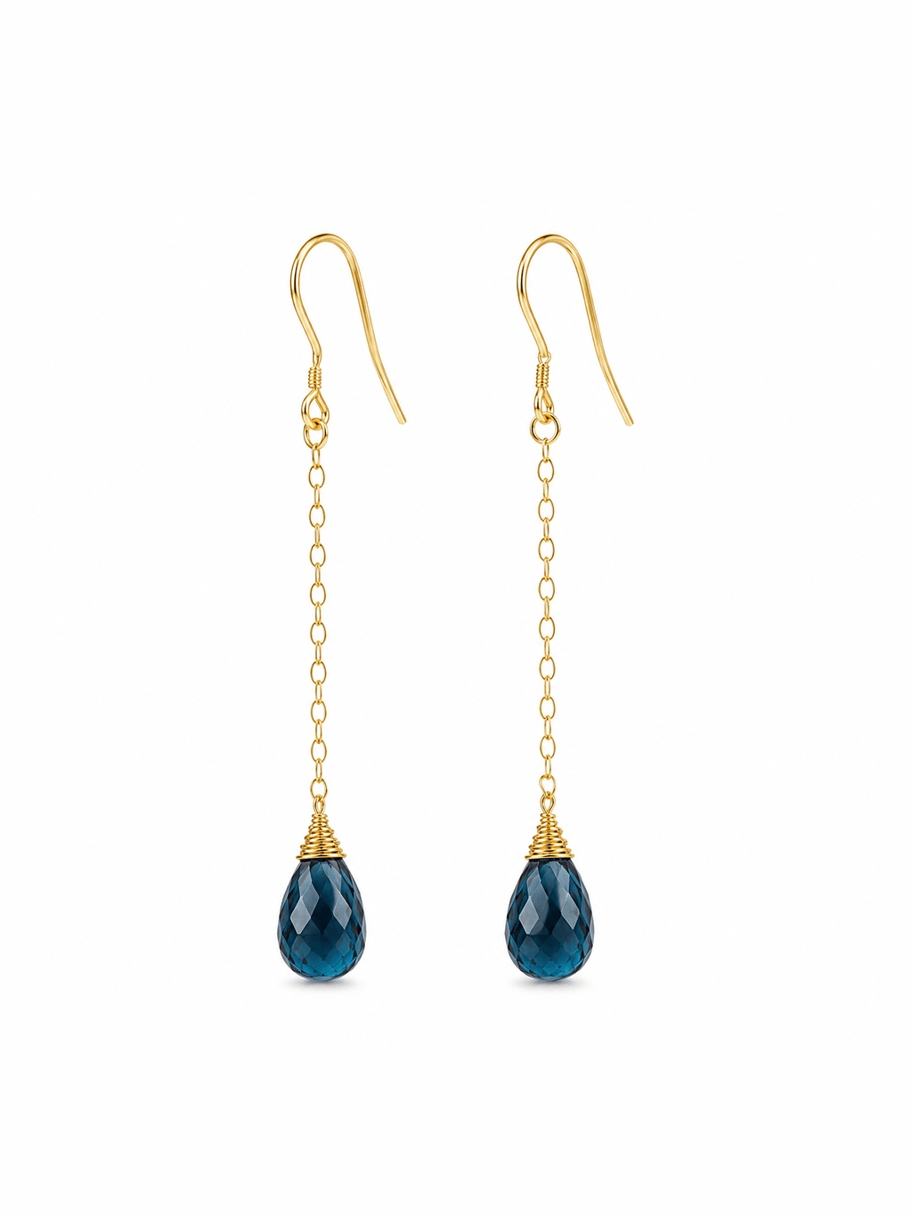 London Blue Topaz Chain Drop Earrings - Courbe et Compagnie