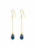 London Blue Topaz Chain Drop Earrings - Courbe et Compagnie
