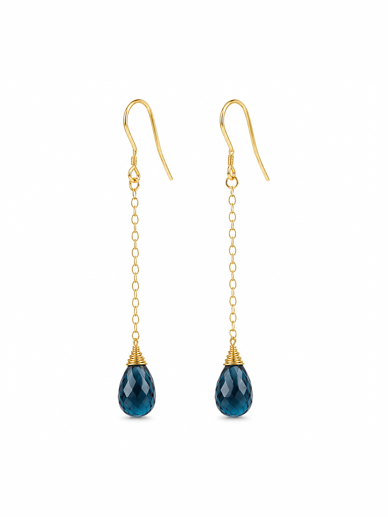 London Blue Topaz Chain Drop Earrings - Courbe et Compagnie