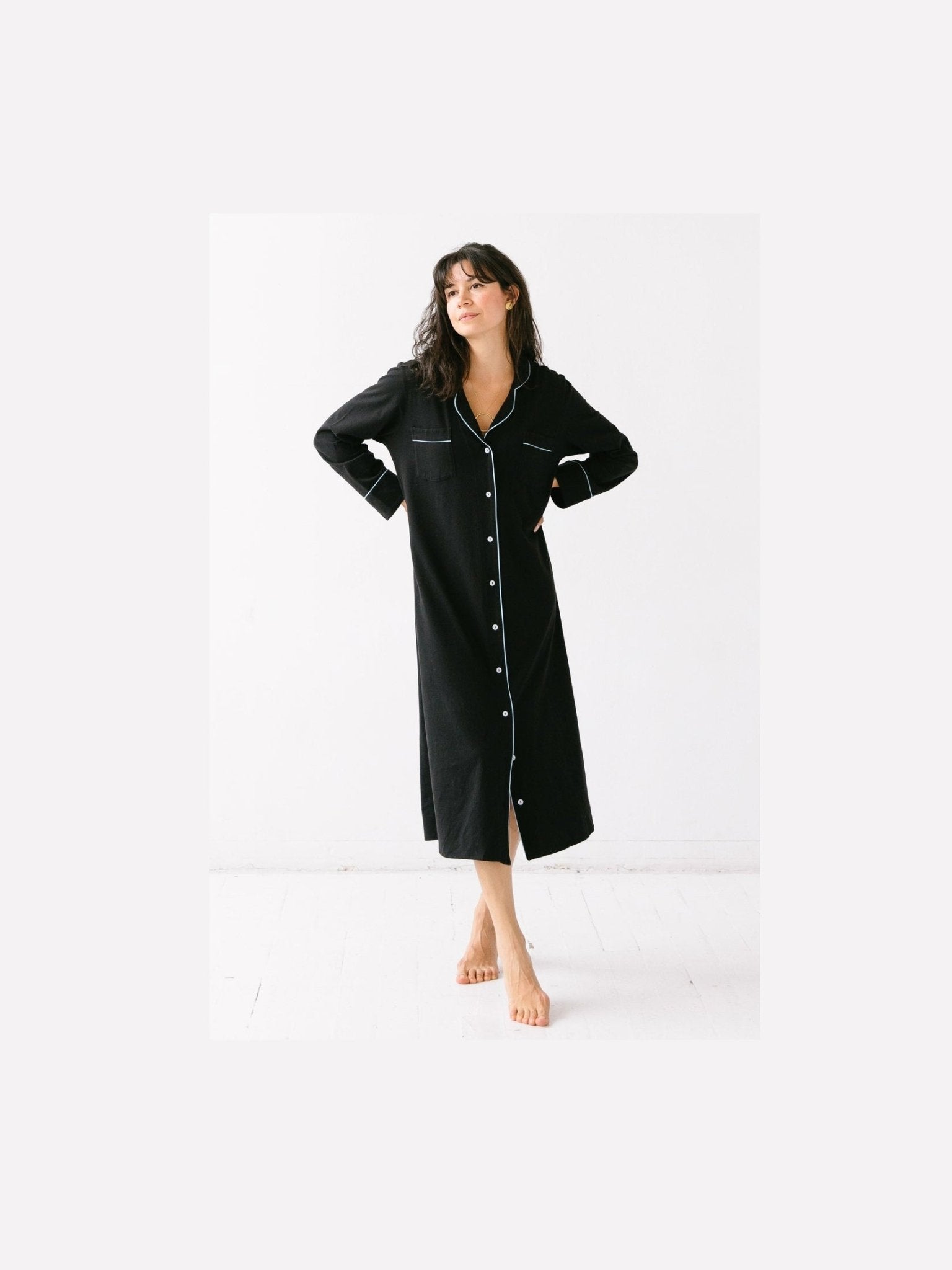 Long Luxury Sleep Shirt in Brushed Pima Cotton -Limited Colors - Courbe et Compagnie