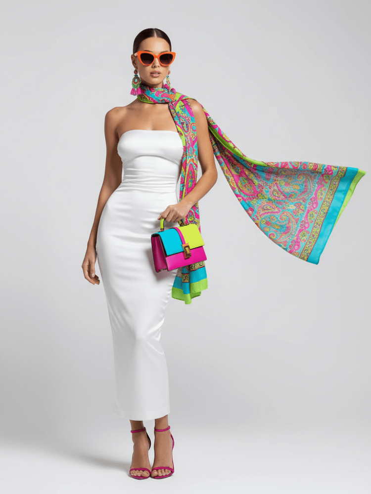 Long Skirt Dress With Asymmetric Style And Slim Fit Design For Women, White, Tribeca, BYMANYC New York. - Courbe et Compagnie