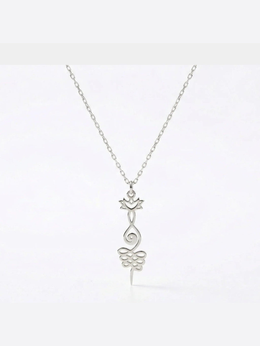 Lotus Unalome Necklace - Sterling Silver Yoga Symbol of Enlightenment - Courbe et Compagnie