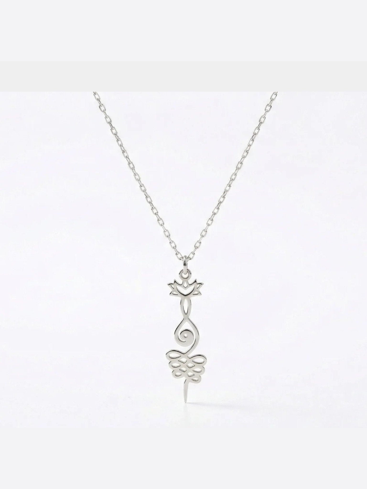 Lotus Unalome Necklace - Sterling Silver Yoga Symbol of Enlightenment - Courbe et Compagnie
