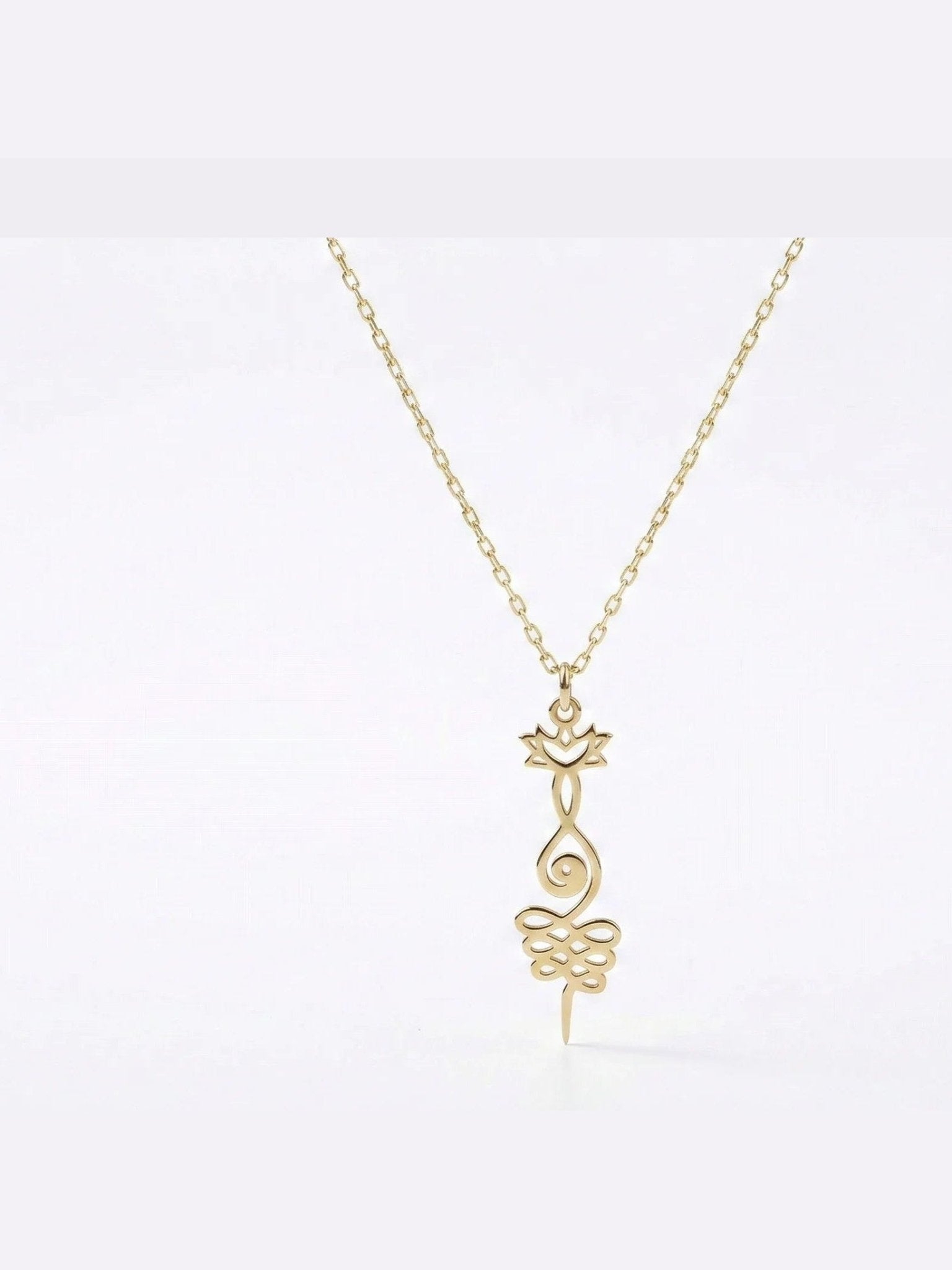 Lotus Unalome Necklace - Sterling Silver Yoga Symbol of Enlightenment - Courbe et Compagnie