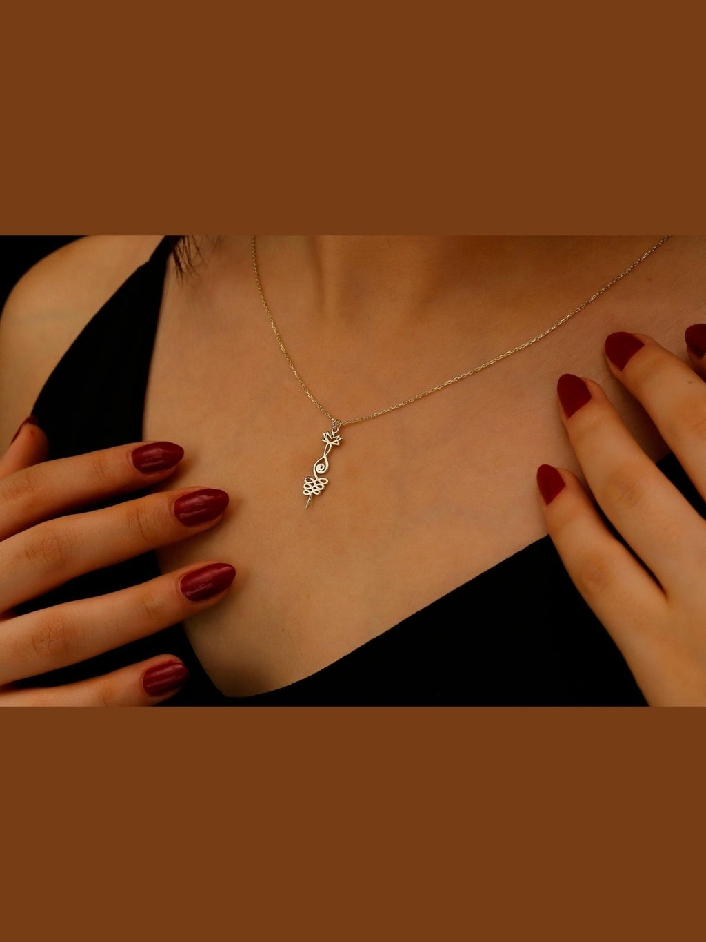Lotus Unalome Necklace - Sterling Silver Yoga Symbol of Enlightenment - Courbe et Compagnie