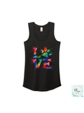 Love TieDye Paw Tank Top - Womans Razon Back Fit - Courbe et Compagnie