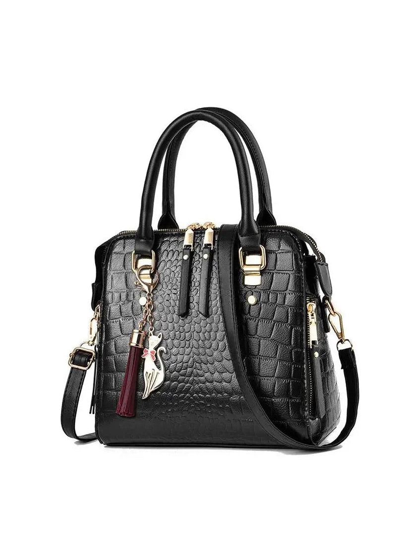 Luxury Crocodile Pattern Handbag for Women | Winter New PU Leather Tassel Shoulder Bag (Brands Design Handle Bag, Lady Purse) - Courbe et Compagnie