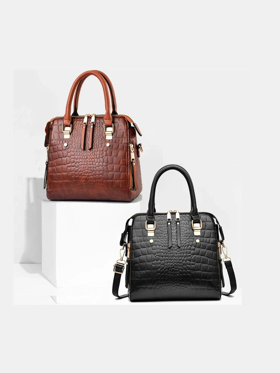 Luxury Crocodile Pattern Handbag for Women | Winter New PU Leather Tassel Shoulder Bag (Brands Design Handle Bag, Lady Purse) - Courbe et Compagnie